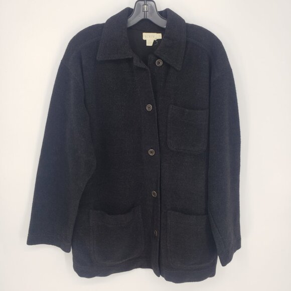 J. Crew Wool Fleece Shacket Jacket S Button Down Oversized Relaxed Charcoal Gray - Picture 1 of 6